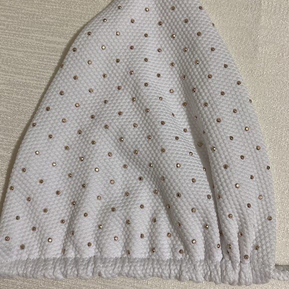 L*SPACE Women's Kara Top w Metallic Gold Studs Bikini Top Size L - Picture 4 of 6